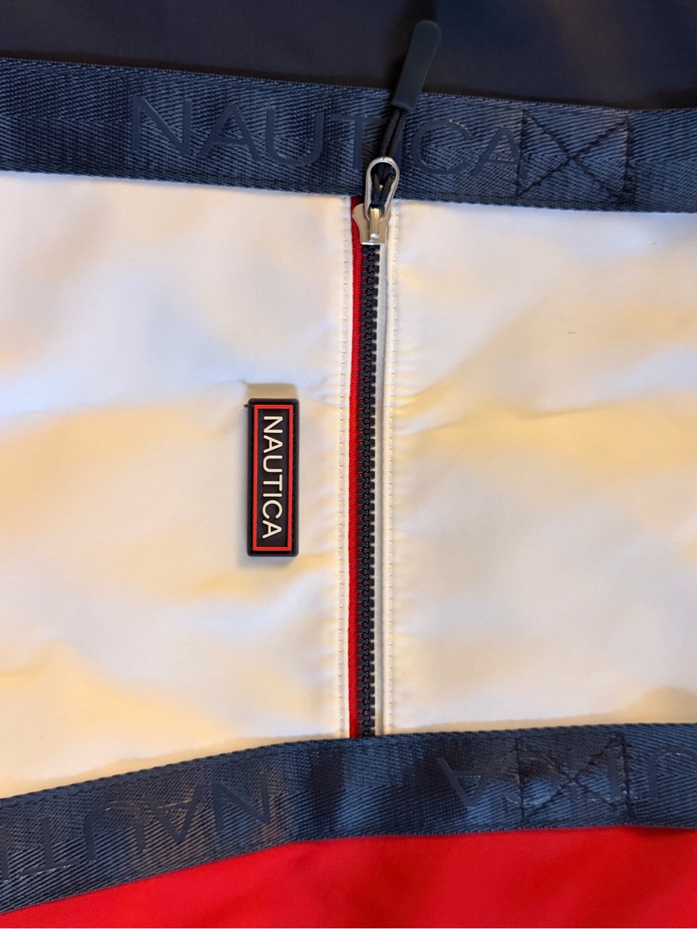 Nautica White Navy Red Colorblock Zip Front Jacket